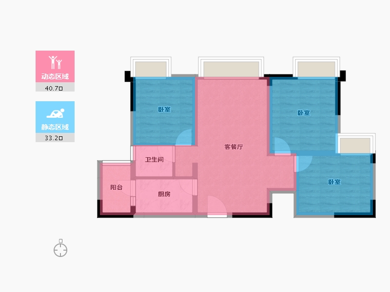 重庆-重庆市-中核天玺一品-65.37-户型库-动静分区