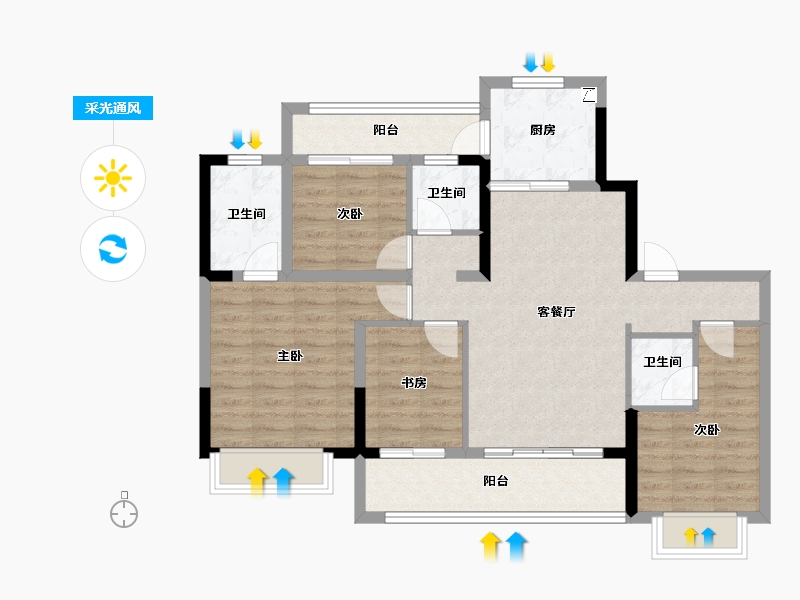 四川省-成都市-中建锦绣天地-91.71-户型库-采光通风