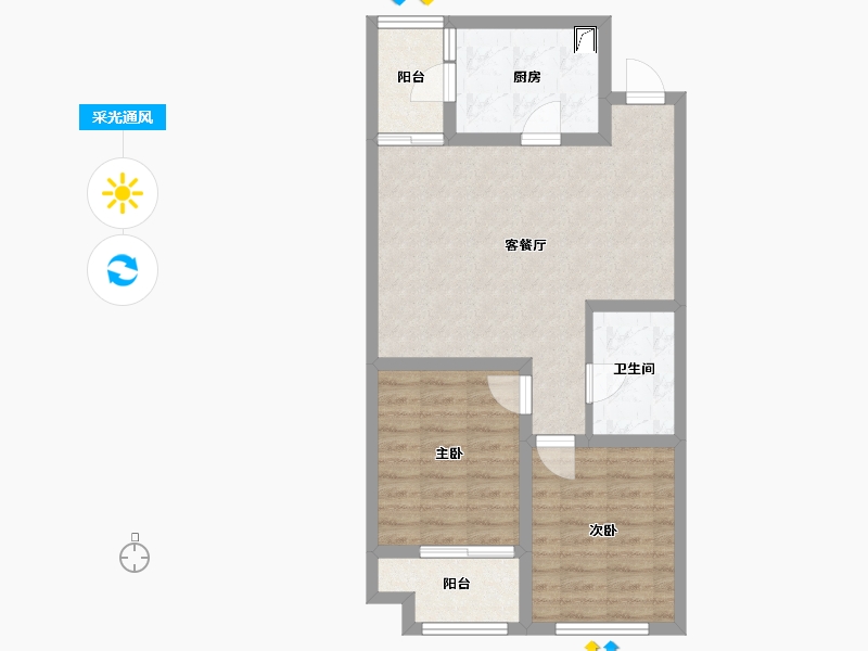 山东省-青岛市-大都汇玺元-66.59-户型库-采光通风