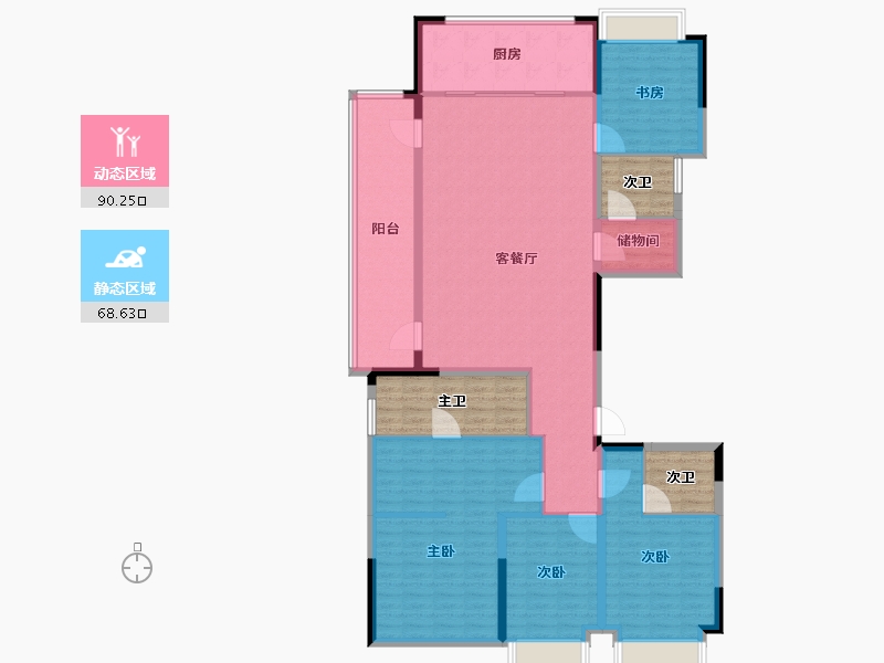 浙江省-绍兴市-湖珀隐秀府-162.27-户型库-动静分区