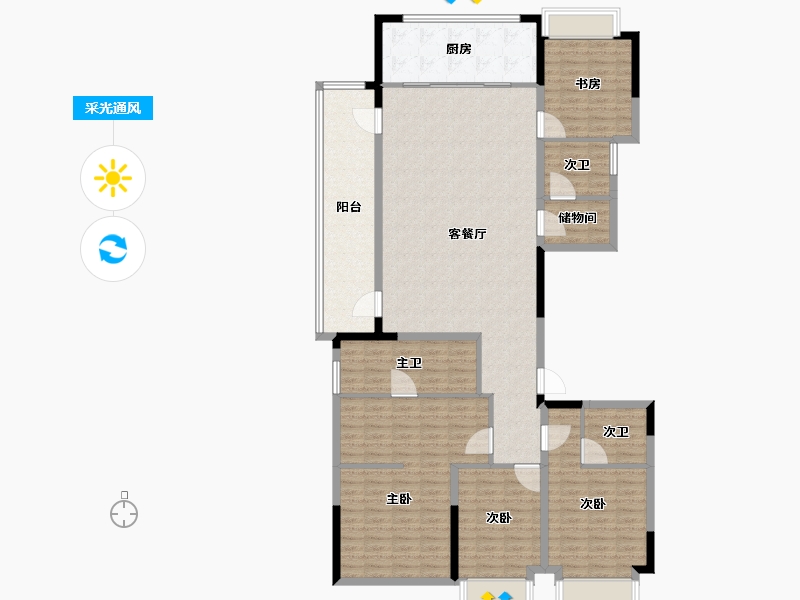 浙江省-绍兴市-湖珀隐秀府-162.27-户型库-采光通风