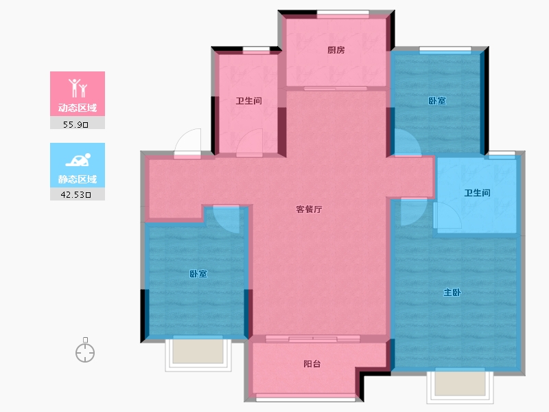 山东省-青岛市-龙湖学樘府-88.00-户型库-动静分区