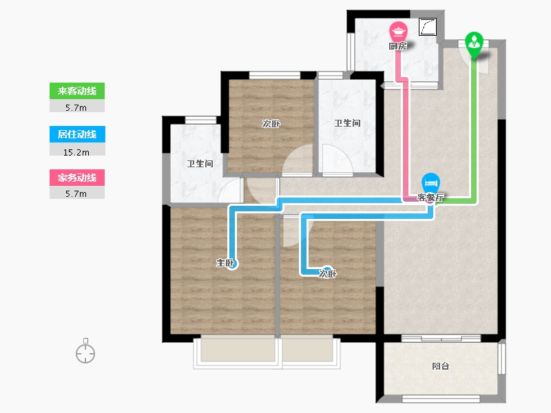 湖南省-长沙市-中梁云麓传奇-90.41-户型库-动静线