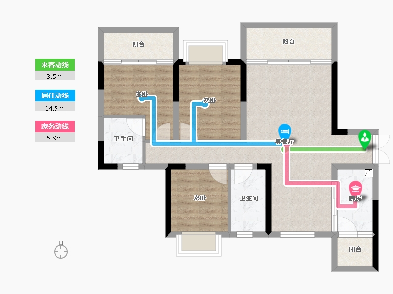 四川省-成都市-天骄府-80.60-户型库-动静线