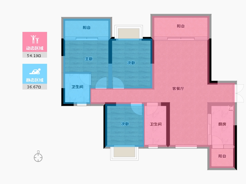 四川省-成都市-天骄府-80.60-户型库-动静分区