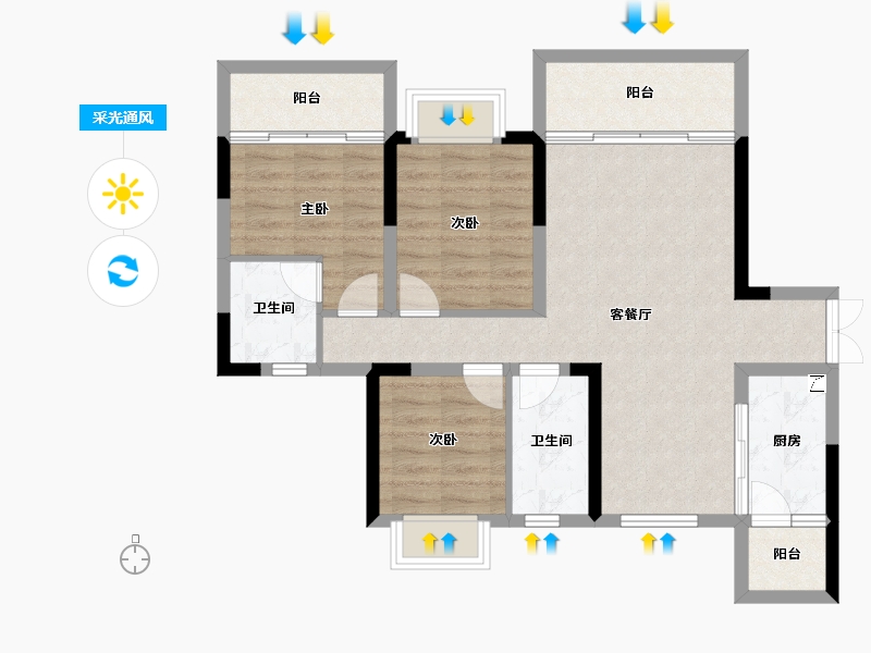 四川省-成都市-天骄府-80.60-户型库-采光通风