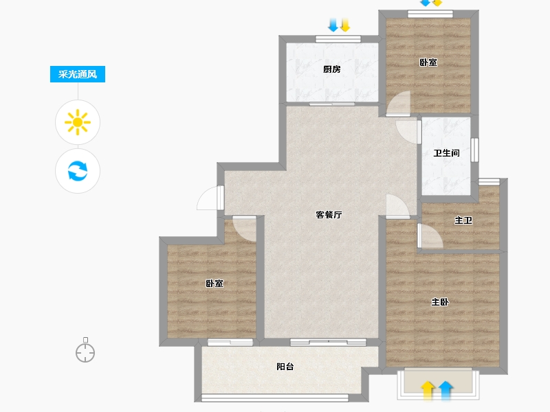 江苏省-徐州市-​中海淮海世家-93.02-户型库-采光通风