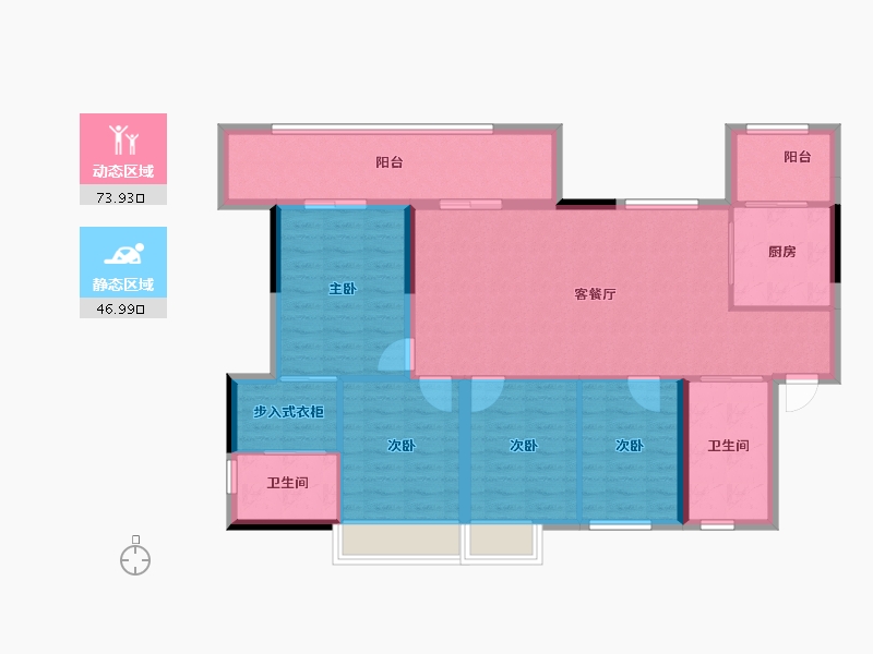 四川省-成都市-绿洲国际金座-109.33-户型库-动静分区