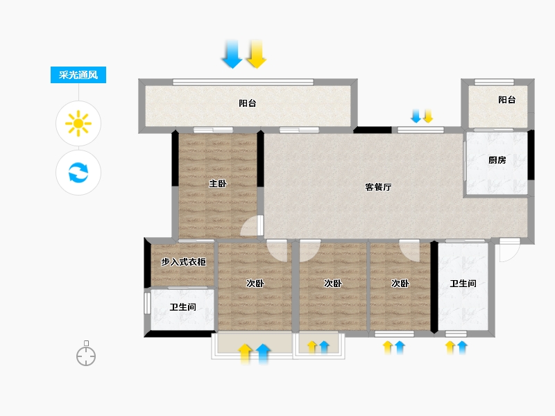 四川省-成都市-绿洲国际金座-109.33-户型库-采光通风