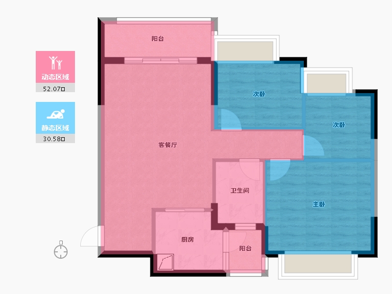 四川省-成都市-恒大银海湖-74.00-户型库-动静分区