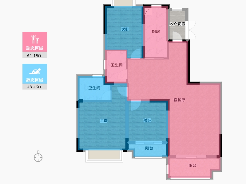 四川省-成都市-恒大银海湖-100.98-户型库-动静分区