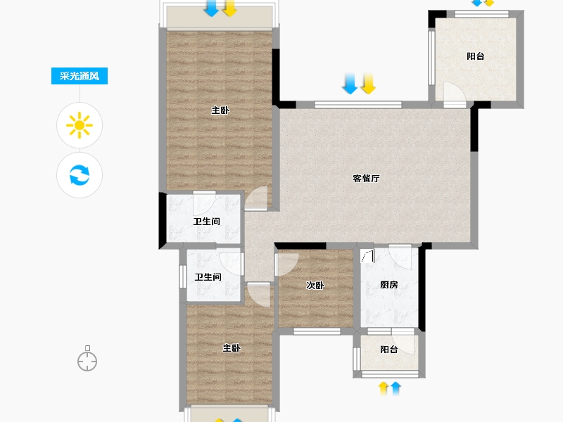 四川省-成都市-恒大银海湖-95.90-户型库-采光通风