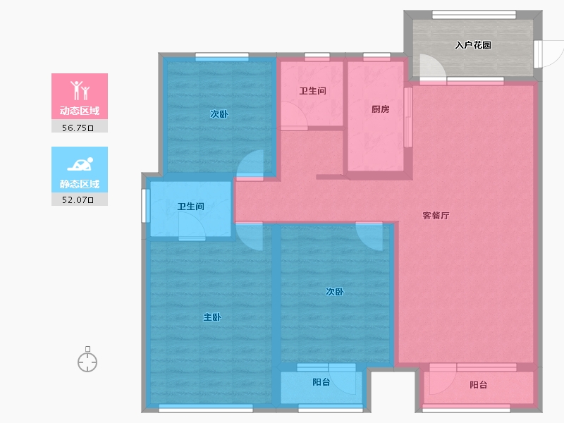 山东省-青岛市-龙湖昱城-103.20-户型库-动静分区