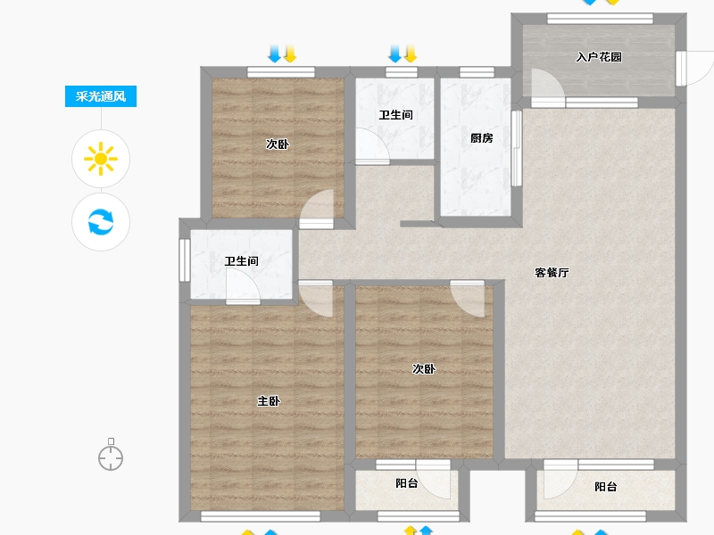 山东省-青岛市-龙湖昱城-103.20-户型库-采光通风