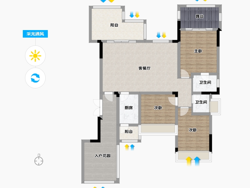 四川省-成都市-恒大银海湖-123.65-户型库-采光通风