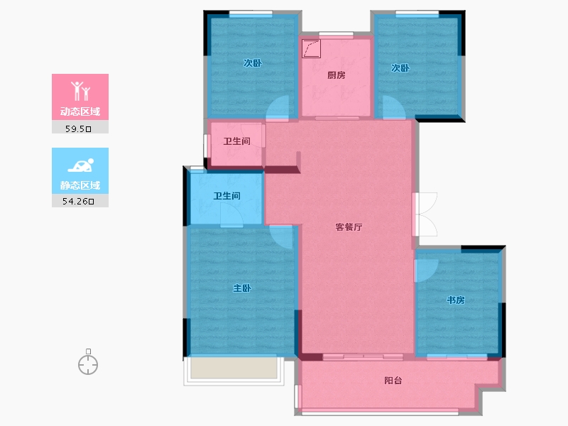 四川省-成都市-禹洲嘉誉山河-101.79-户型库-动静分区