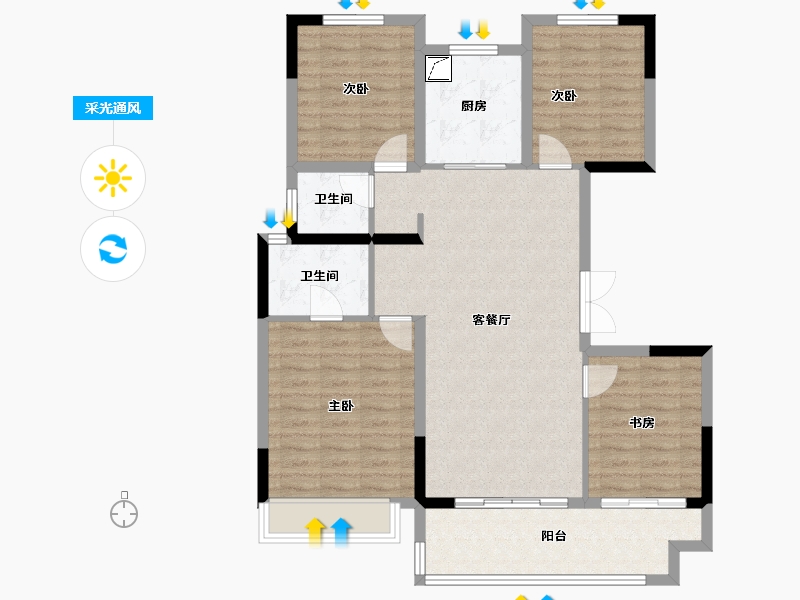 四川省-成都市-禹洲嘉誉山河-101.79-户型库-采光通风