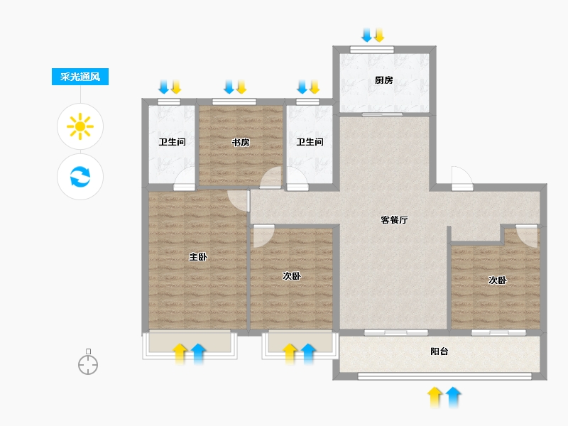 浙江省-绍兴市-金茂暨阳府-117.14-户型库-采光通风