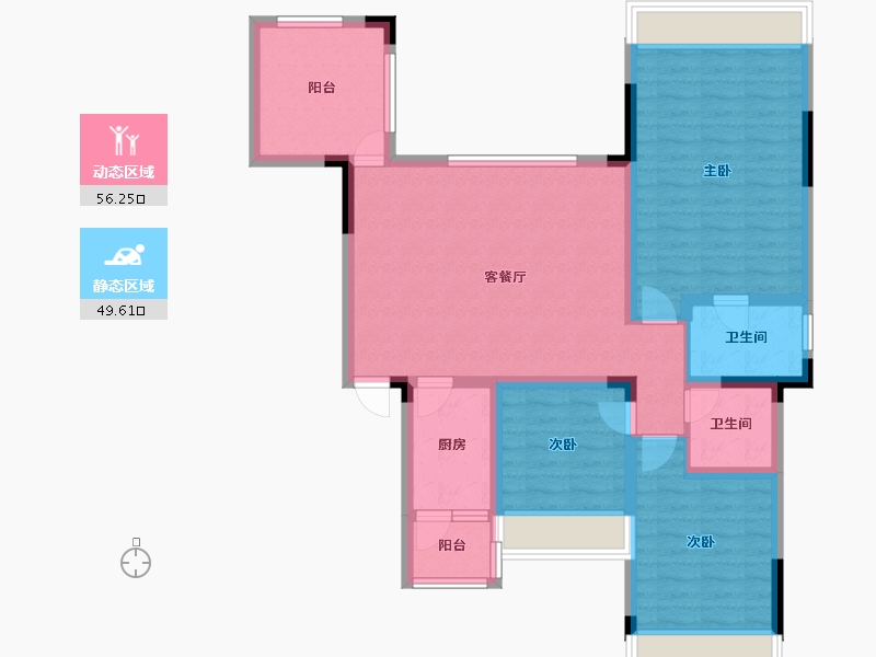 四川省-成都市-恒大银海湖-93.90-户型库-动静分区