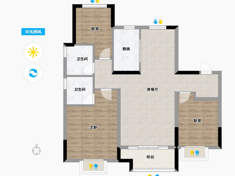 山东省-青岛市-龙湖学樘府-88.00-户型库-采光通风