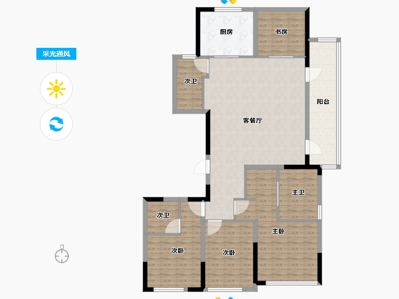 浙江省-绍兴市-湖珀隐秀府-137.03-户型库-采光通风