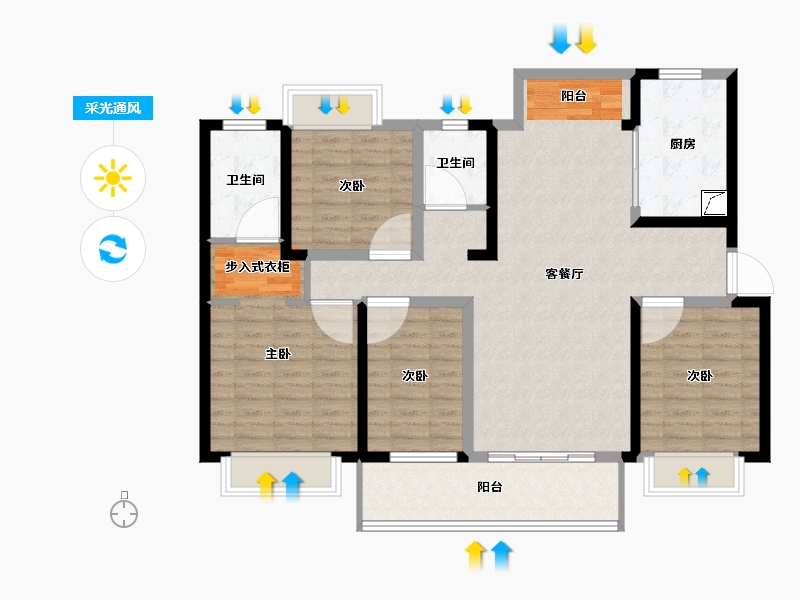 湖南省-长沙市-中国铁建湘语梅溪-110.78-户型库-采光通风