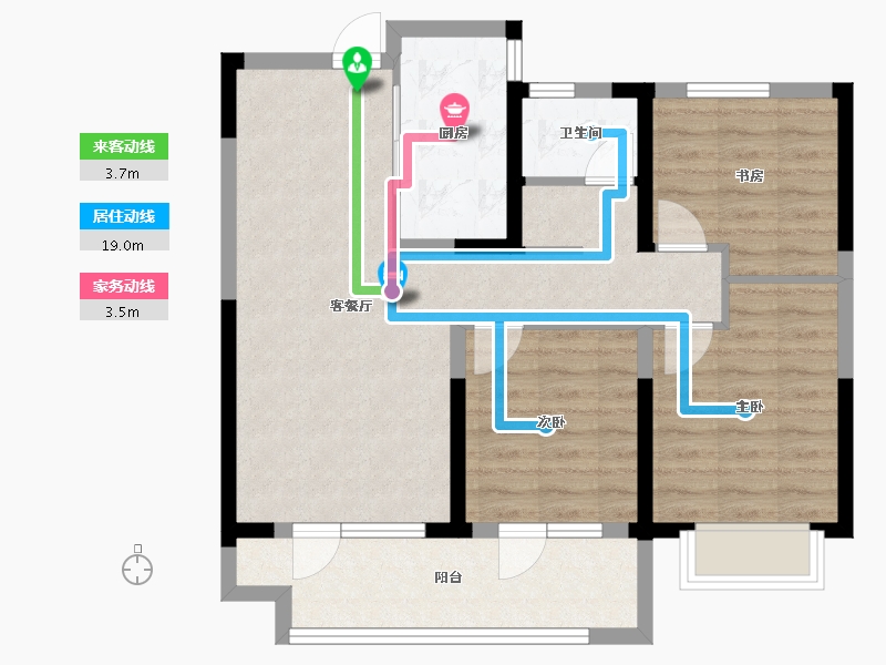 山东省-青岛市-花样年碧云湾-76.00-户型库-动静线