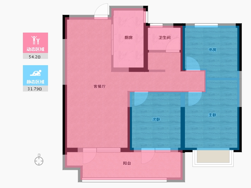 山东省-青岛市-花样年碧云湾-76.00-户型库-动静分区