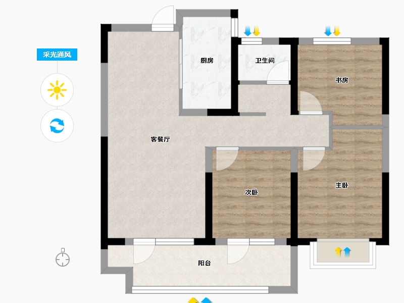 山东省-青岛市-花样年碧云湾-76.00-户型库-采光通风