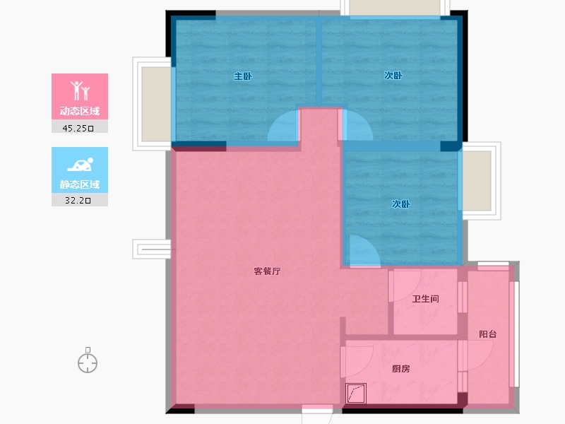 四川省-成都市-恒大银海湖-69.26-户型库-动静分区