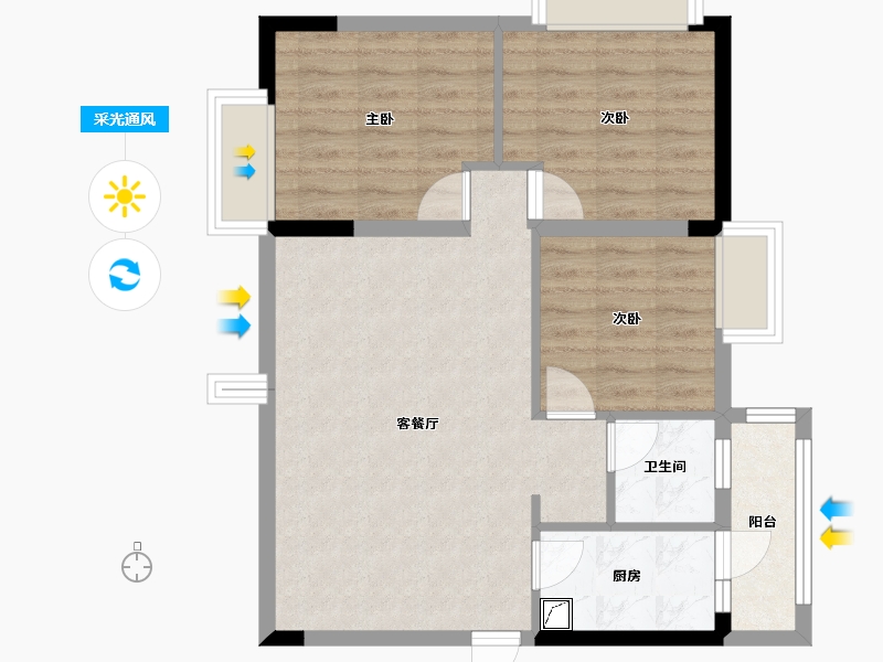 四川省-成都市-恒大银海湖-69.26-户型库-采光通风