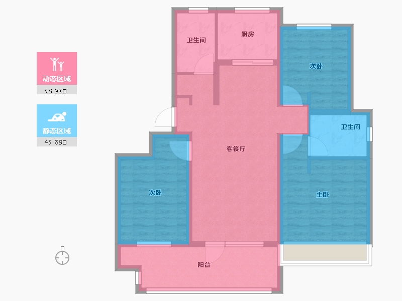 山东省-青岛市-保利叁仟栋-92.79-户型库-动静分区