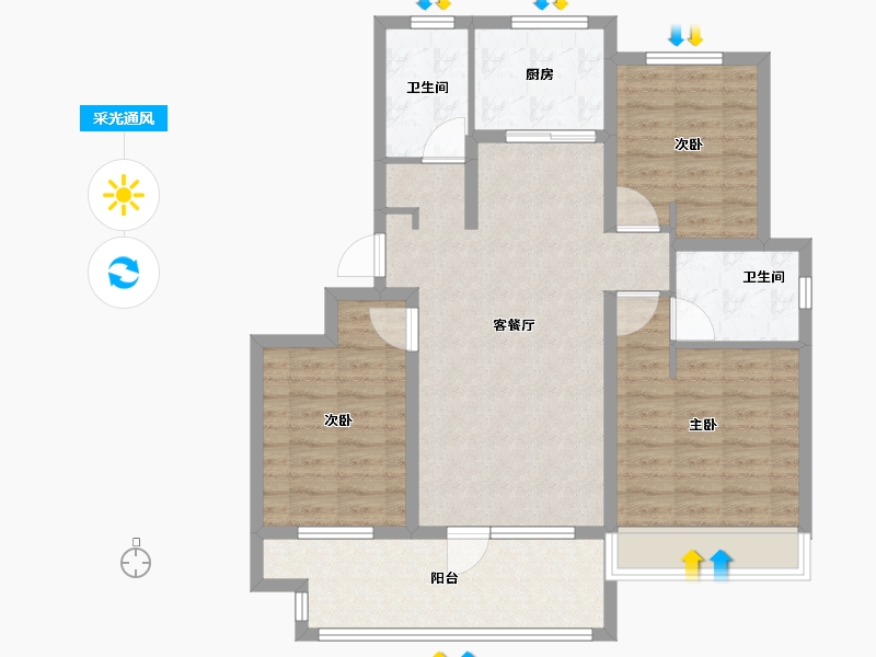 山东省-青岛市-保利叁仟栋-92.79-户型库-采光通风