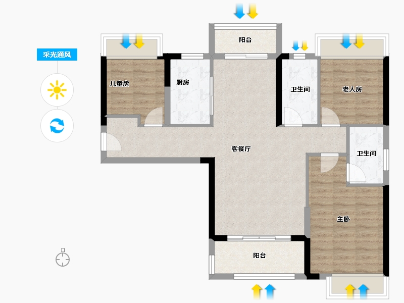 广东省-惠州市-海伦堡潼湖国际-86.67-户型库-采光通风