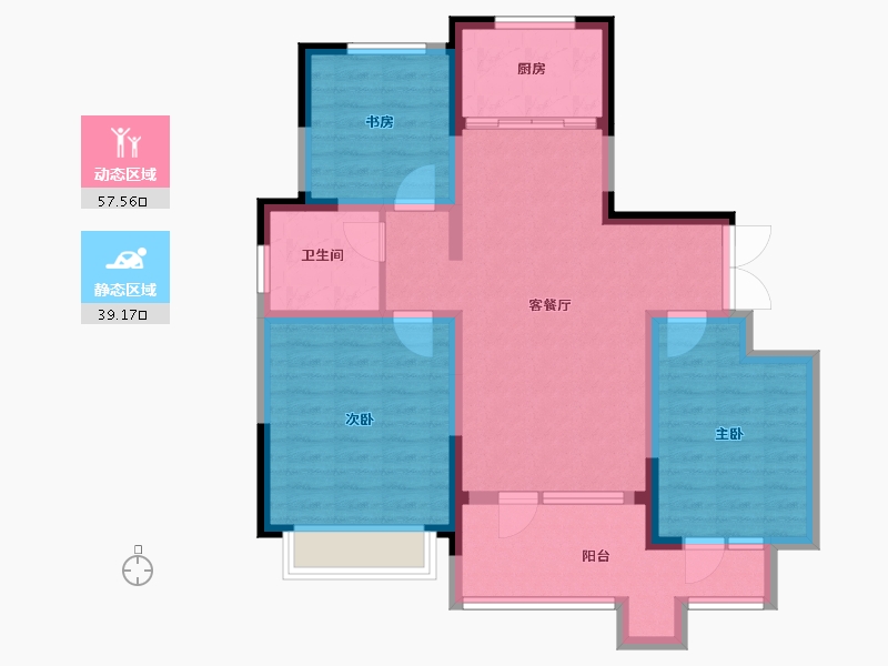 山东省-青岛市-安兴壹號府-85.86-户型库-动静分区