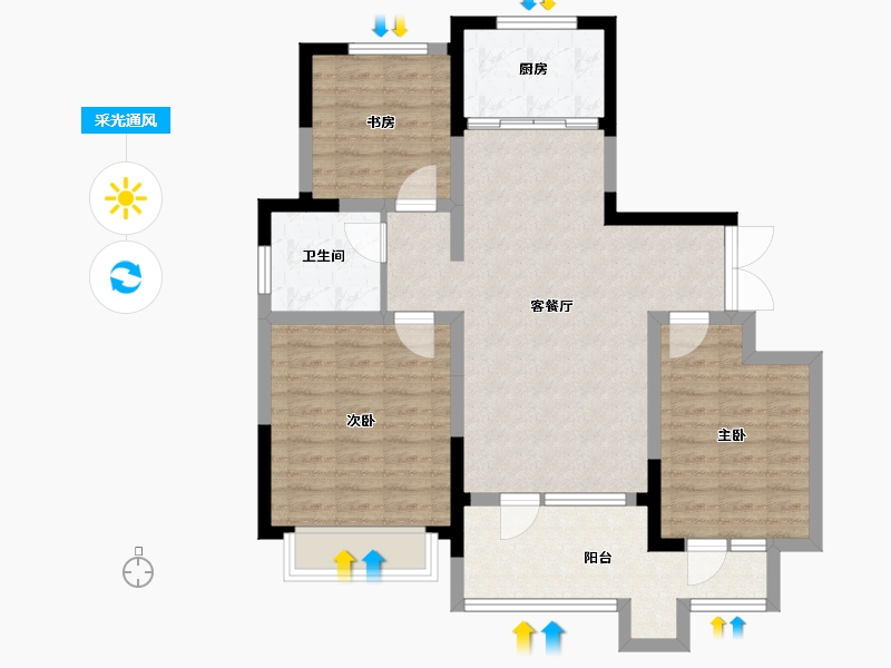 山东省-青岛市-安兴壹號府-85.86-户型库-采光通风