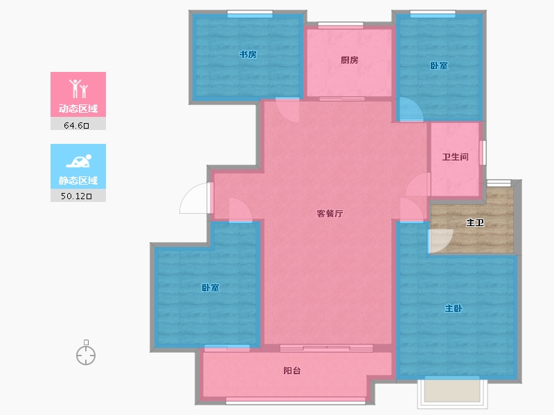 江苏省-徐州市-​中海淮海世家-108.81-户型库-动静分区