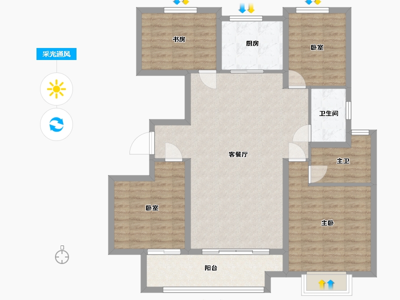 江苏省-徐州市-​中海淮海世家-108.81-户型库-采光通风