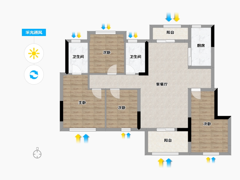 四川省-成都市-保利青江和府二期-101.87-户型库-采光通风