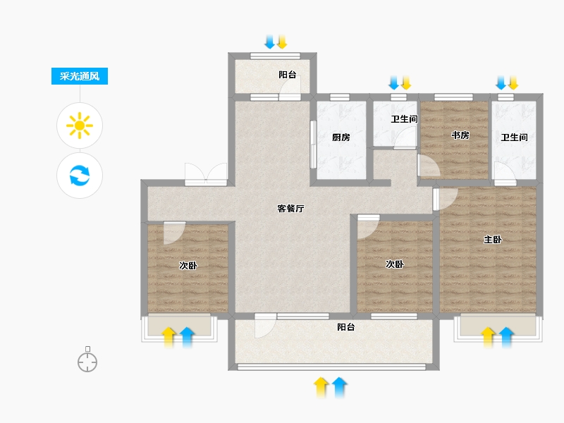 山东省-青岛市-保利云禧-114.00-户型库-采光通风