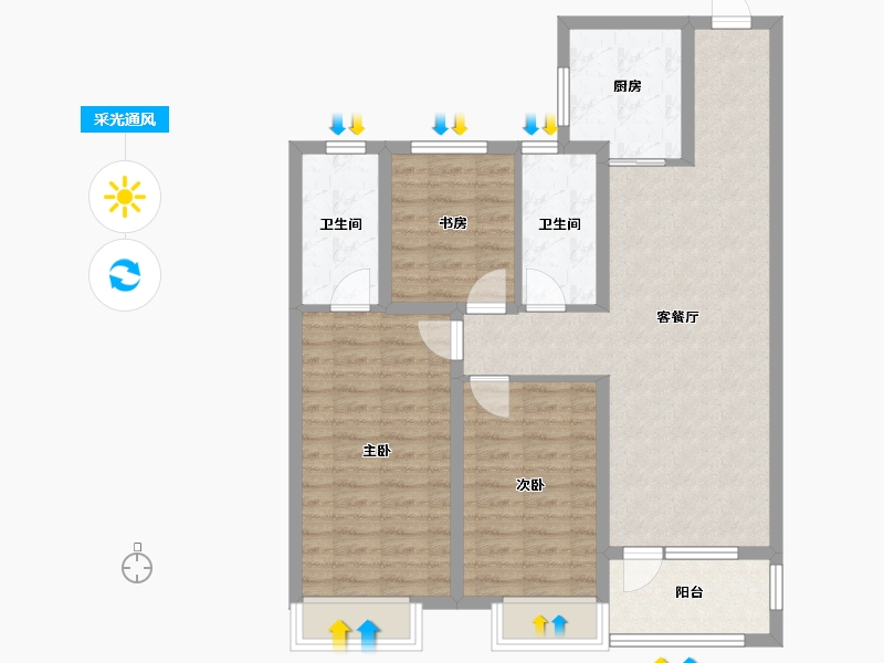 山东省-青岛市-青特星城-90.19-户型库-采光通风