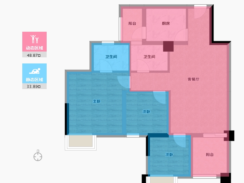 四川省-成都市-正坤悦澜庭-72.69-户型库-动静分区