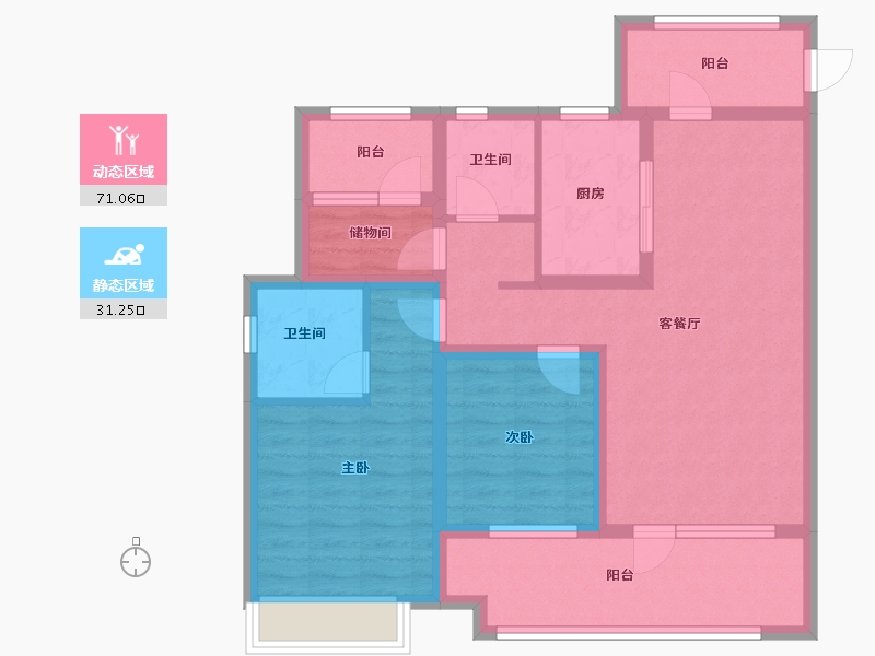 山东省-青岛市-保利叁仟栋-89.60-户型库-动静分区