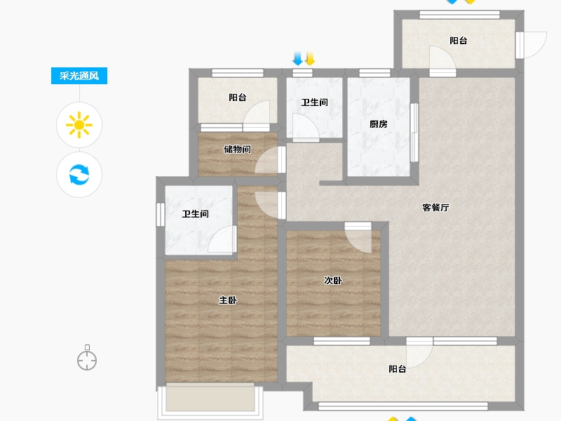 山东省-青岛市-保利叁仟栋-89.60-户型库-采光通风