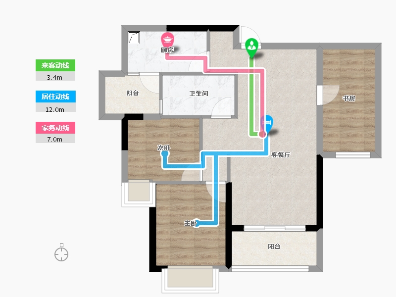 重庆-重庆市-富力院士廷-69.81-户型库-动静线