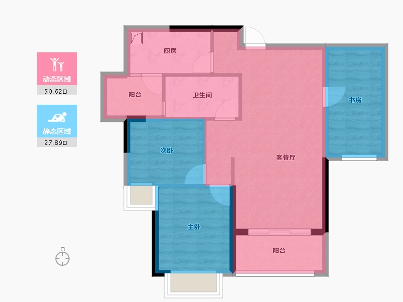 重庆-重庆市-富力院士廷-69.81-户型库-动静分区