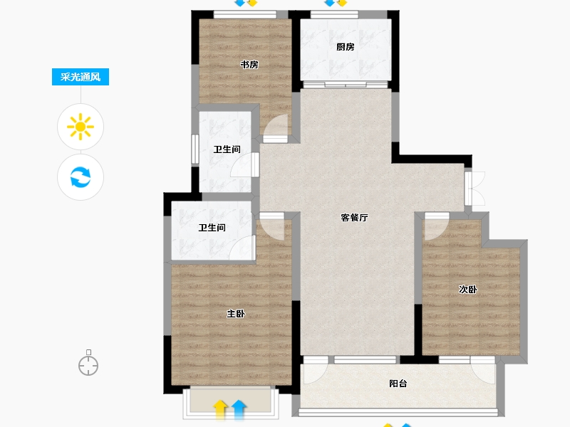 山东省-青岛市-安兴壹號府-100.55-户型库-采光通风