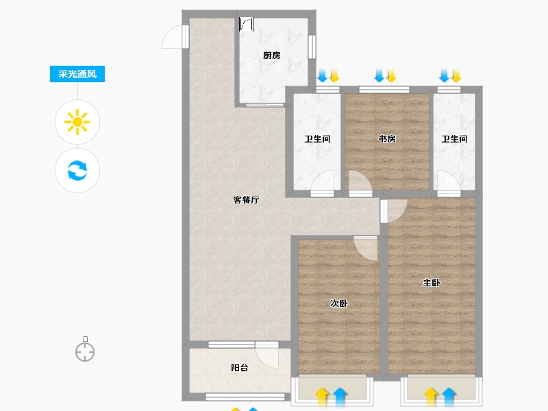 山东省-青岛市-青特星城-95.17-户型库-采光通风