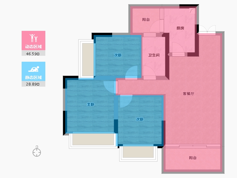 四川省-成都市-天骄府-66.37-户型库-动静分区