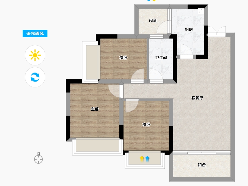 四川省-成都市-天骄府-66.37-户型库-采光通风